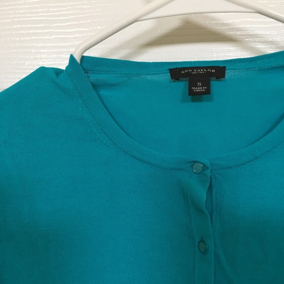 Ann Taylor Teal Short-Sleeve Sweater - Picture 3 of 5